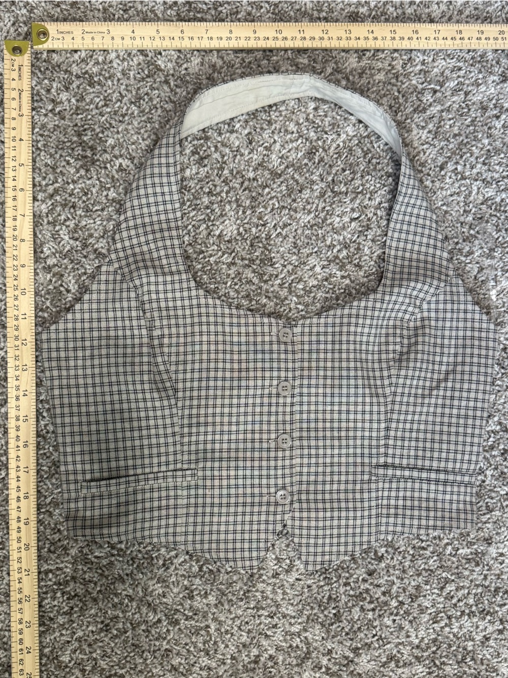Keep On Charming Plaid Linen Cropped Vest - Picture 5 of 9